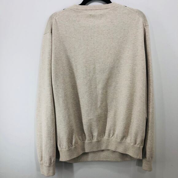 Walter Hagen Men's Cotton V Neck Geometric Sweater XL Tan Orange Gray Nice - Picture 2 of 10